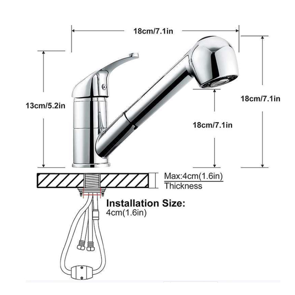 Robinet de cuisine salle de bain grande doucette etirable Mitigeur de lavabo Chrome avec Flexible