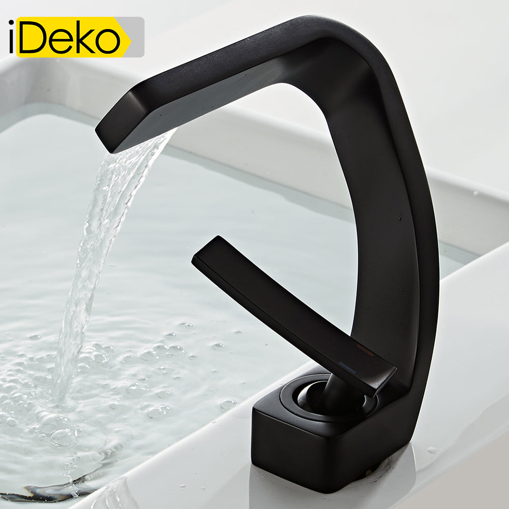 Robinet de lavabo mitigeur salle de bain cascade peintre Noir moderne Mono standard EU