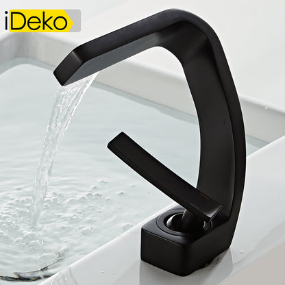Robinet de lavabo mitigeur salle de bain cascade peintre Noir moderne Mono standard EU
