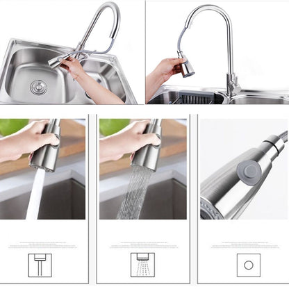 Robinet de cuisine Mitigeur Robinet d'evier rotation a 360 degres Avec spray demontable Laiton Nickel brosse