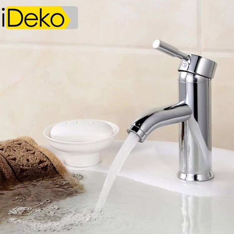 Robinet de salle de bain cascade chrome pour lavabo avec Flexible simple famille