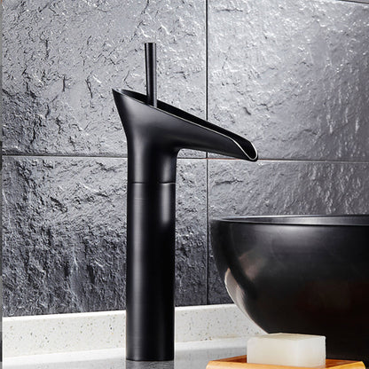 Robinet de salle de bain cascade Vintage Noir en laiton pour Vasque avec Flexible