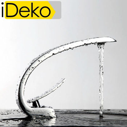 Robinet de salle de bain Mitigeur lavabo salle bain design moderne Laiton Ceramique chrome IDK6101-1 avec flexibles