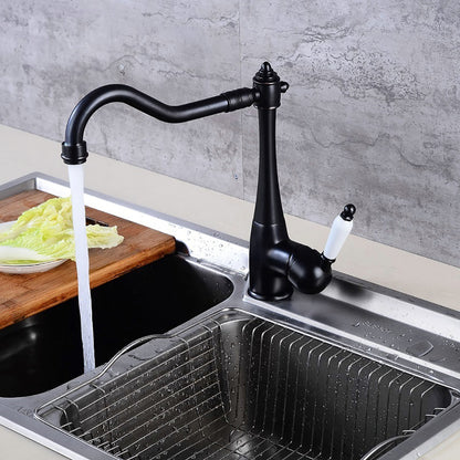 Robinet de cuisine salle de bain Mitigeur lavabo vintage en ceramique robinet evier de cuisine mitigeur noir