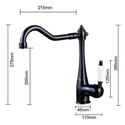 Robinet de cuisine salle de bain Mitigeur lavabo vintage en ceramique robinet evier de cuisine mitigeur noir