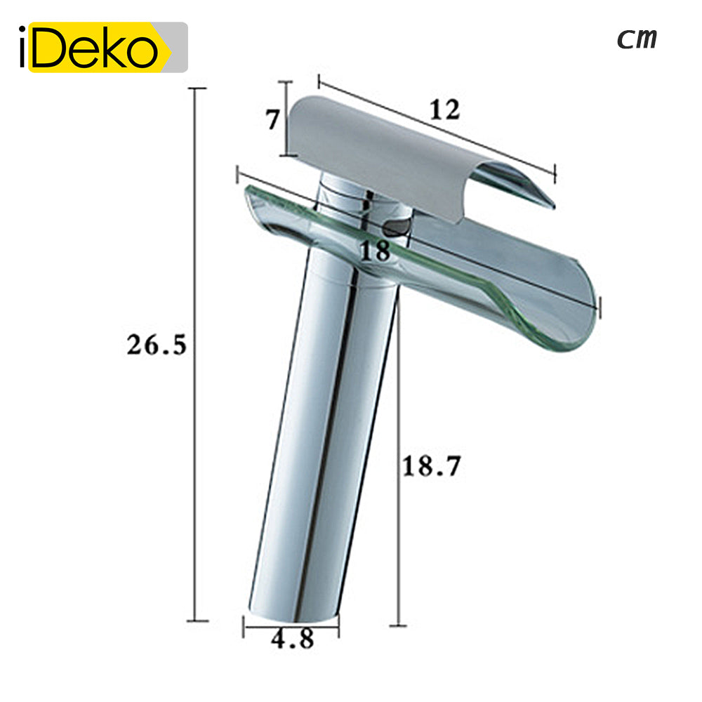 Robinet de salle de bain Mitigeur lavabo cascade haut de bec en verre