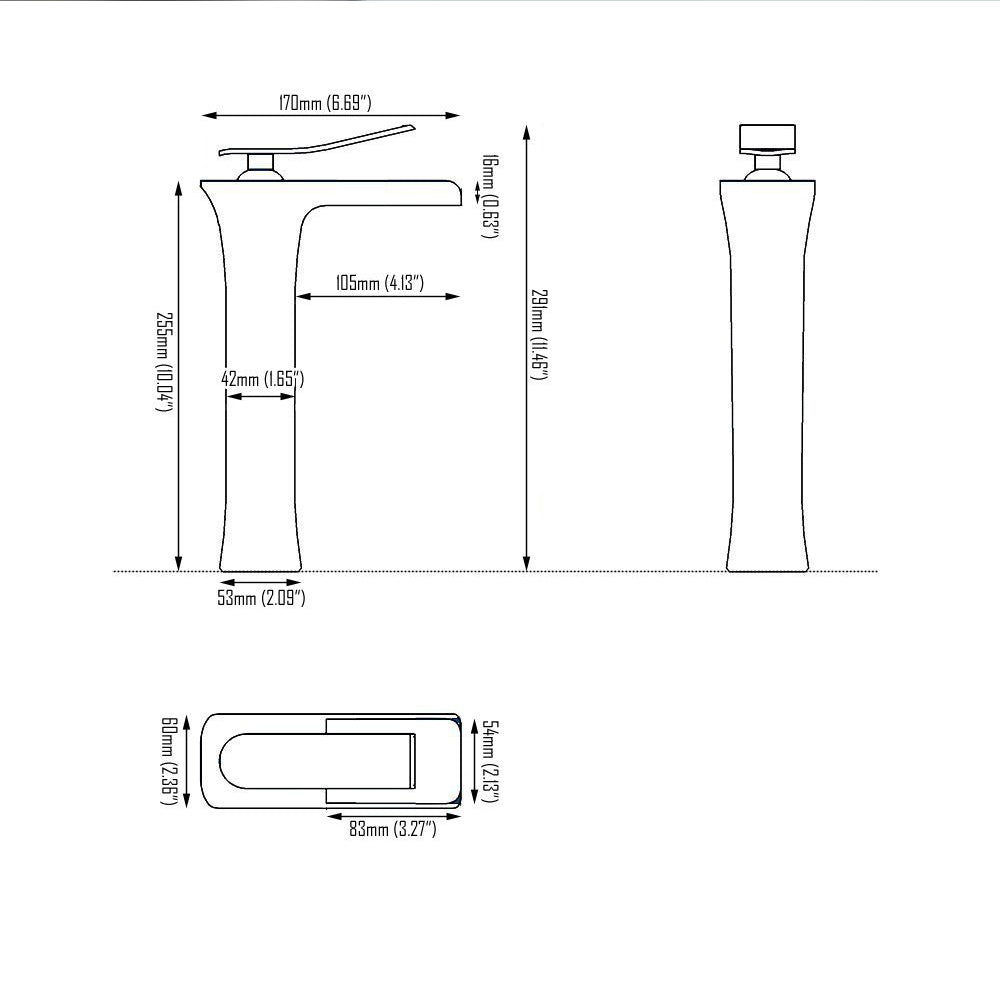 Robinet de salle de bain Mitigeur lavabo en cascade vasque haut nickel bronze