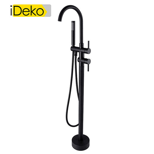 Robinet de baignoire ilot sur Pied mitigeur salle de bain douche verticale avec Douchette Noir