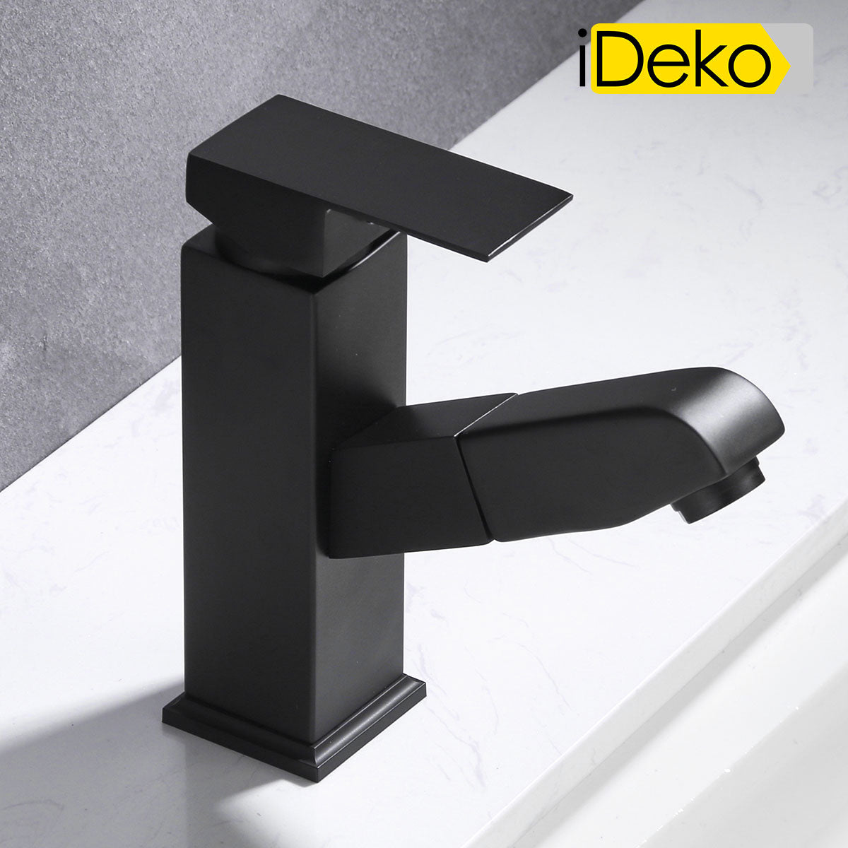 Robinet de salle de bain lavabo avec doucette tirage Noir famille standard monocommande
