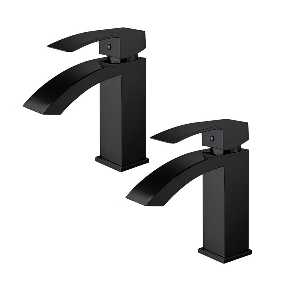 2x Robinet de salle de bain Mitigeur Lavabo en laiton antique finition peinture Noir cascade robinet d'evier salle de bains