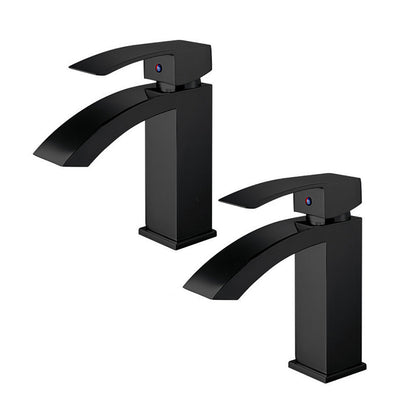 2x Robinet de salle de bain Mitigeur Lavabo en laiton antique finition peinture Noir cascade robinet d'evier salle de bains