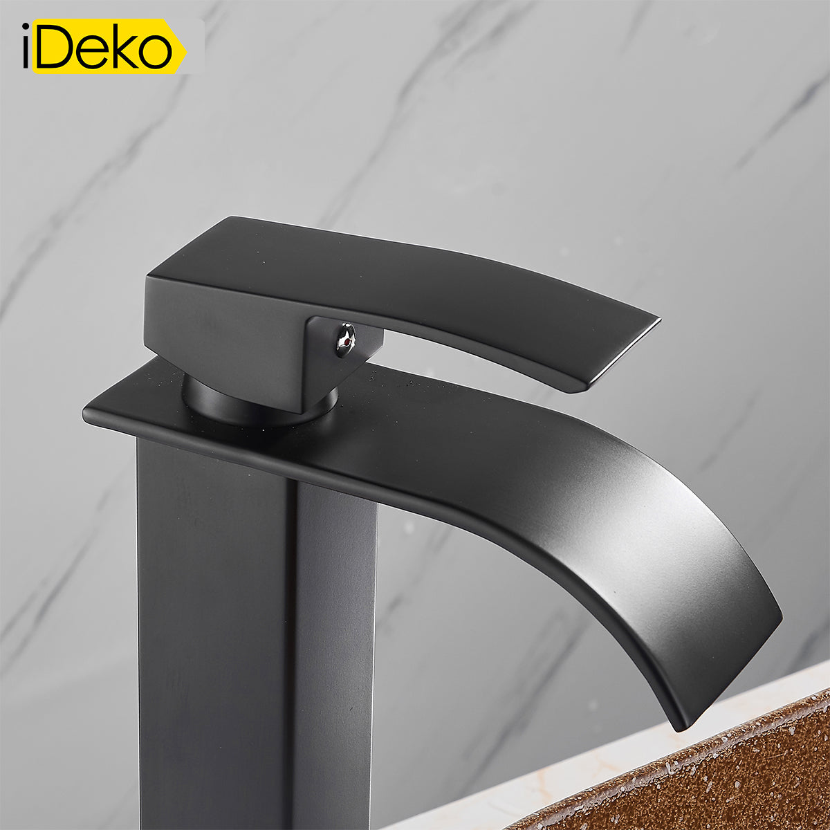 Robinet de salle de bain lavabo Mitigeur cascade Noir vasque evier haut