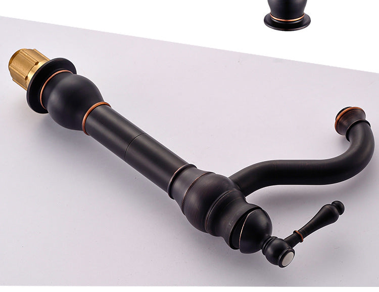 Robinet de robinet Mitigeur de Lavabo fini antique en bronze frotte Noir a l'huile mitigeur