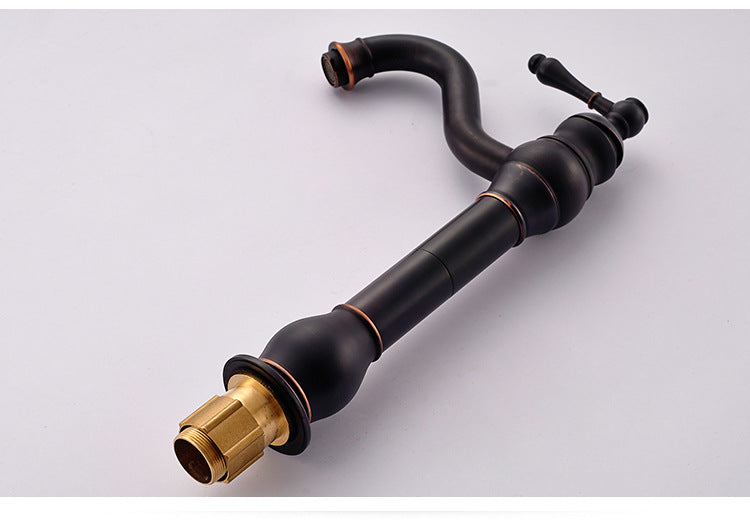 Robinet de robinet Mitigeur de Lavabo fini antique en bronze frotte Noir a l'huile mitigeur