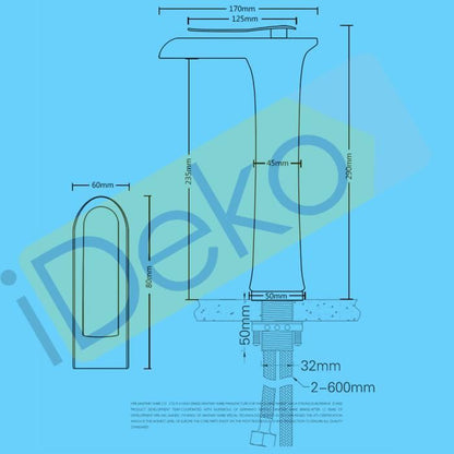 Robinet de lavabo Mitigeur cascade haut bec design moderne Laiton Ceramique chrome IDK3127 avec flexibles