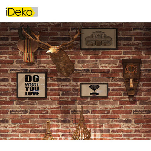 3D Papier Peint Simulation Briques PVC Antique Naturel Decoration Roux retro 10 0.53 (M)