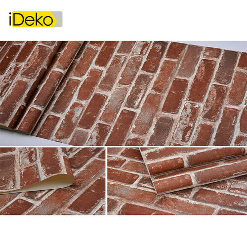 3D Papier Peint Simulation Briques PVC Antique Naturel Decoration Roux retro 10 0.53 (M)
